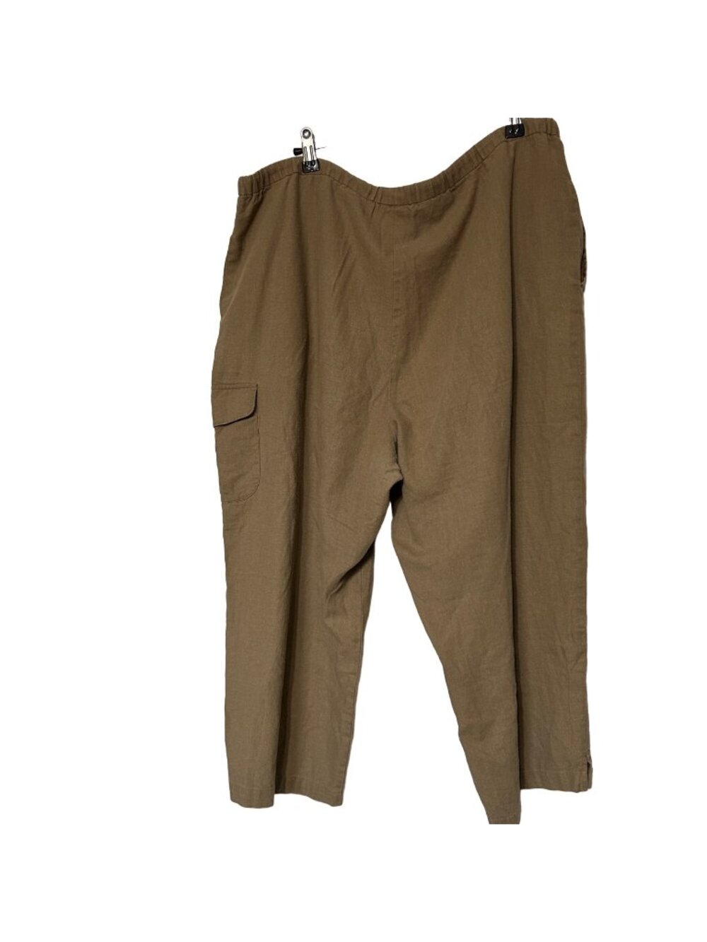 Coldwater creek brown linen cropped drawstring pants women’s size XL 1299